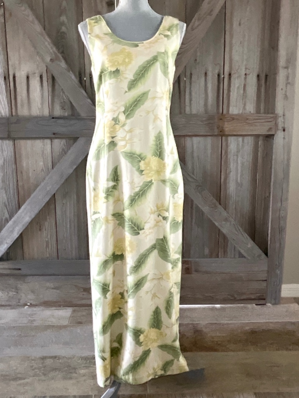 Tommy Bahama NWT Silk Floral Maxi Dress Size 8 Green Yellow Sleeveless Tropical